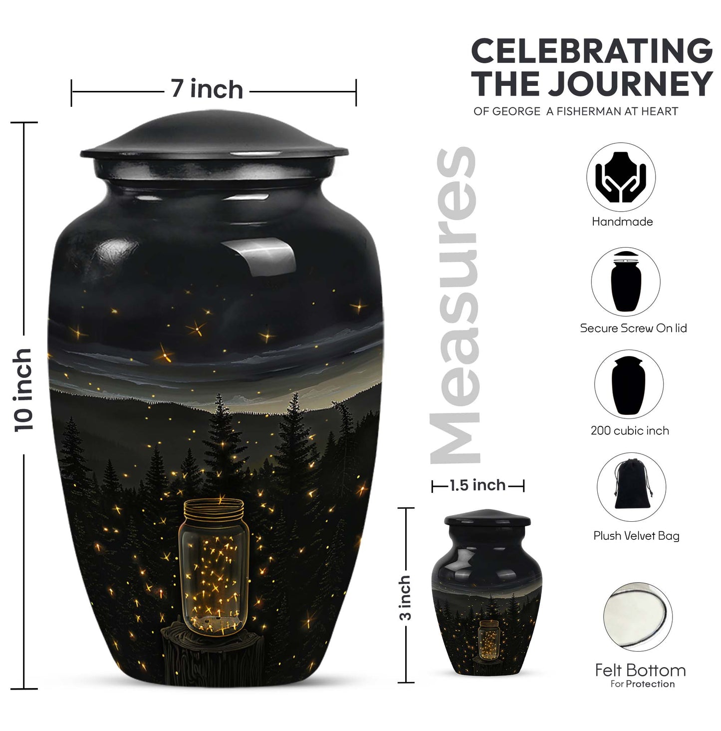 Classic 10-inch Twilight Forest Urn for cremation ashes, 