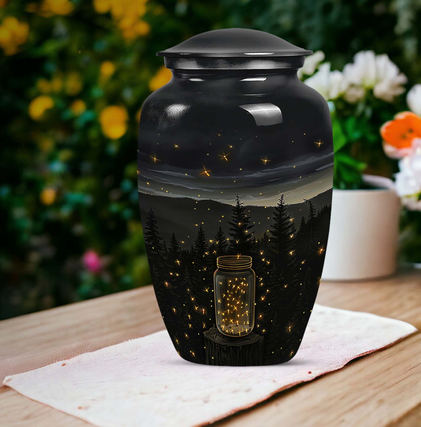 Classic 10-inch Twilight Forest Urn for cremation ashes, 