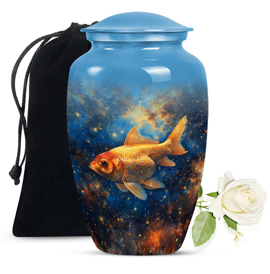 Abstract themed 10-inch fish urn 
