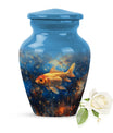 Abstract themed 10-inch fish urn 