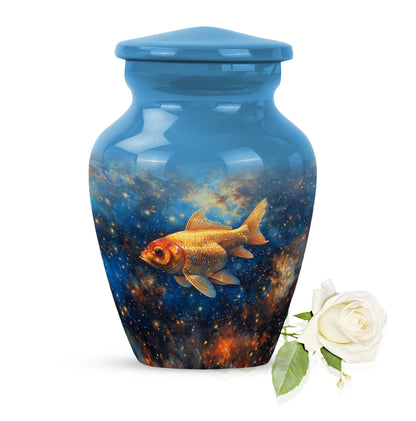 Abstract themed 10-inch fish urn 