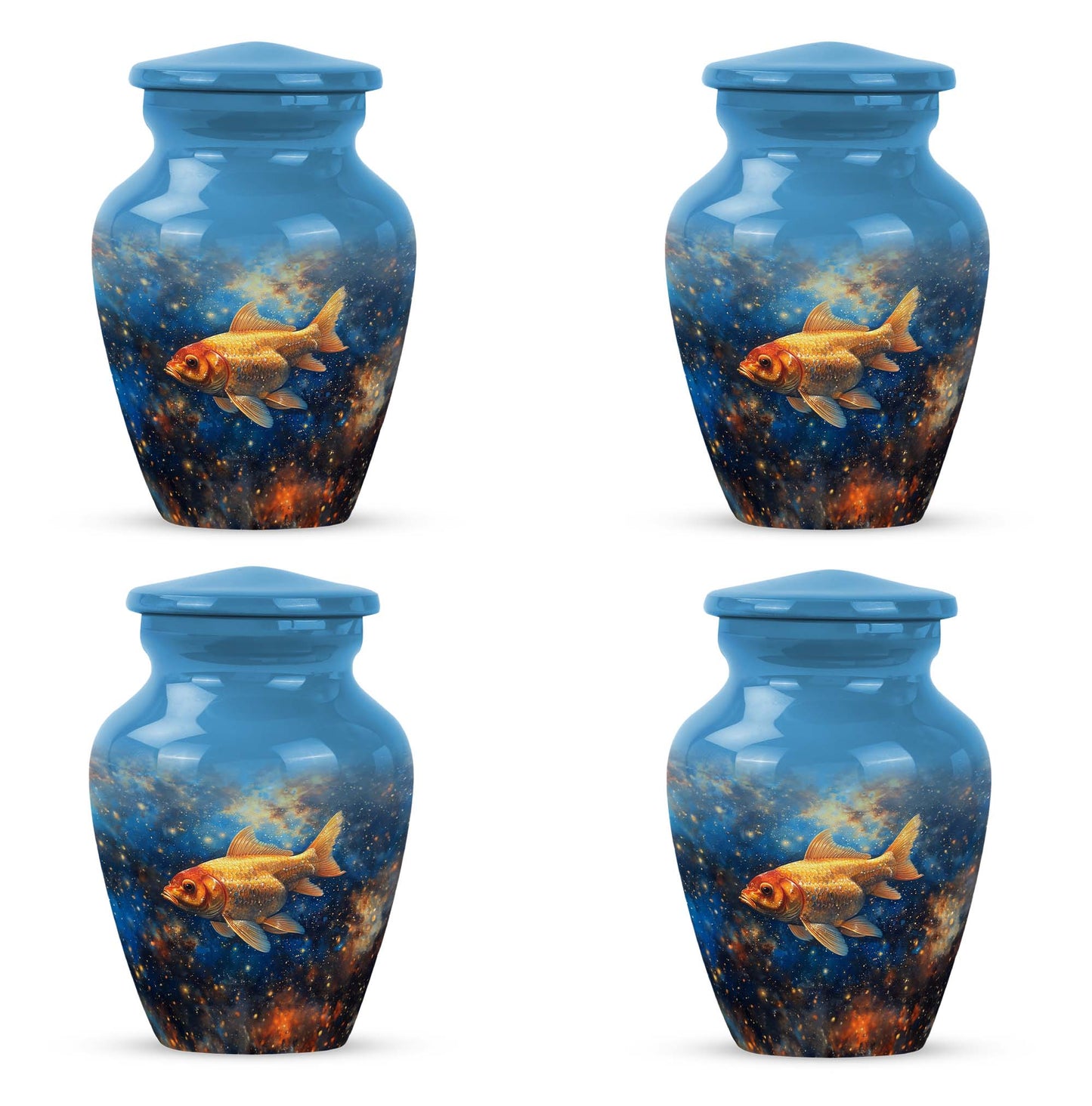 Abstract themed 10-inch fish urn 
