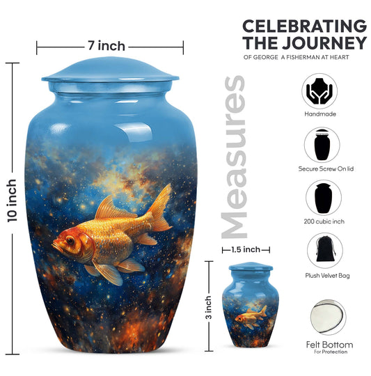 Abstract themed 10-inch fish urn 