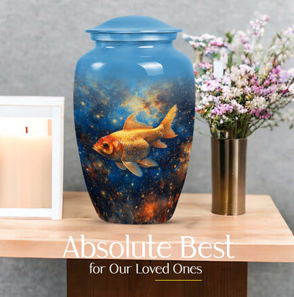 Abstract themed 10-inch fish urn 