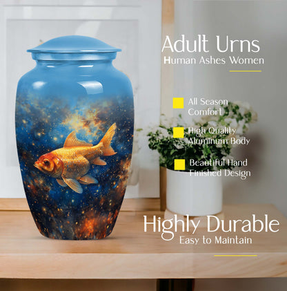 Abstract themed 10-inch fish urn 