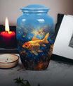 Abstract themed 10-inch fish urn 