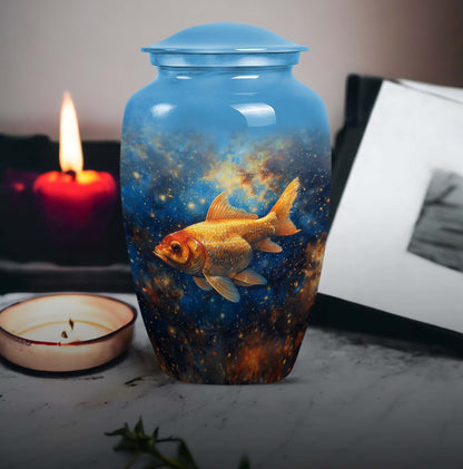 Abstract themed 10-inch fish urn 