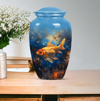 Abstract themed 10-inch fish urn 
