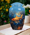 Abstract themed 10-inch fish urn 