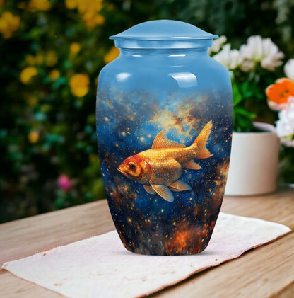 Abstract themed 10-inch fish urn 