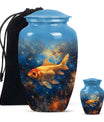 Abstract themed 10-inch fish urn 