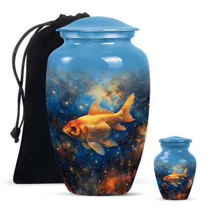 Abstract themed 10-inch fish urn 