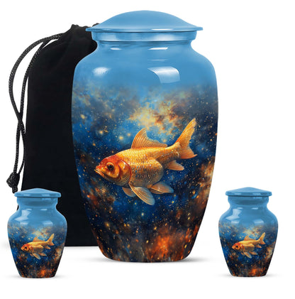 Abstract themed 10-inch fish urn 