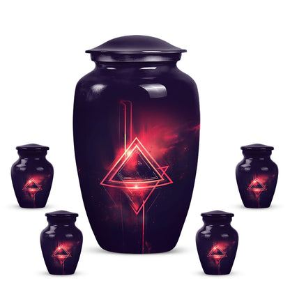 Catholic cremation urn in aluminium for men.