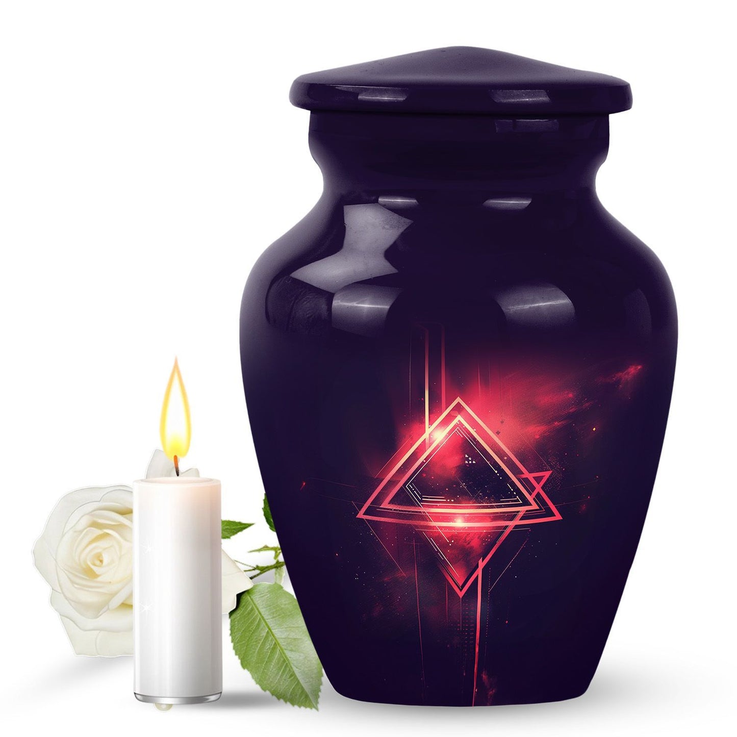 Catholic cremation urn in aluminium for men.