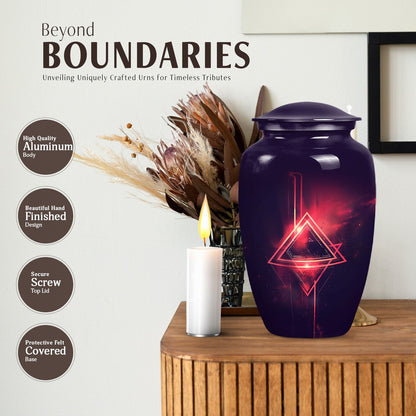 Catholic cremation urn in aluminium for men.