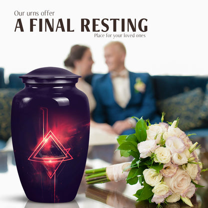 Catholic cremation urn in aluminium for men.