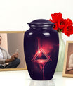 Catholic cremation urn in aluminium for men.