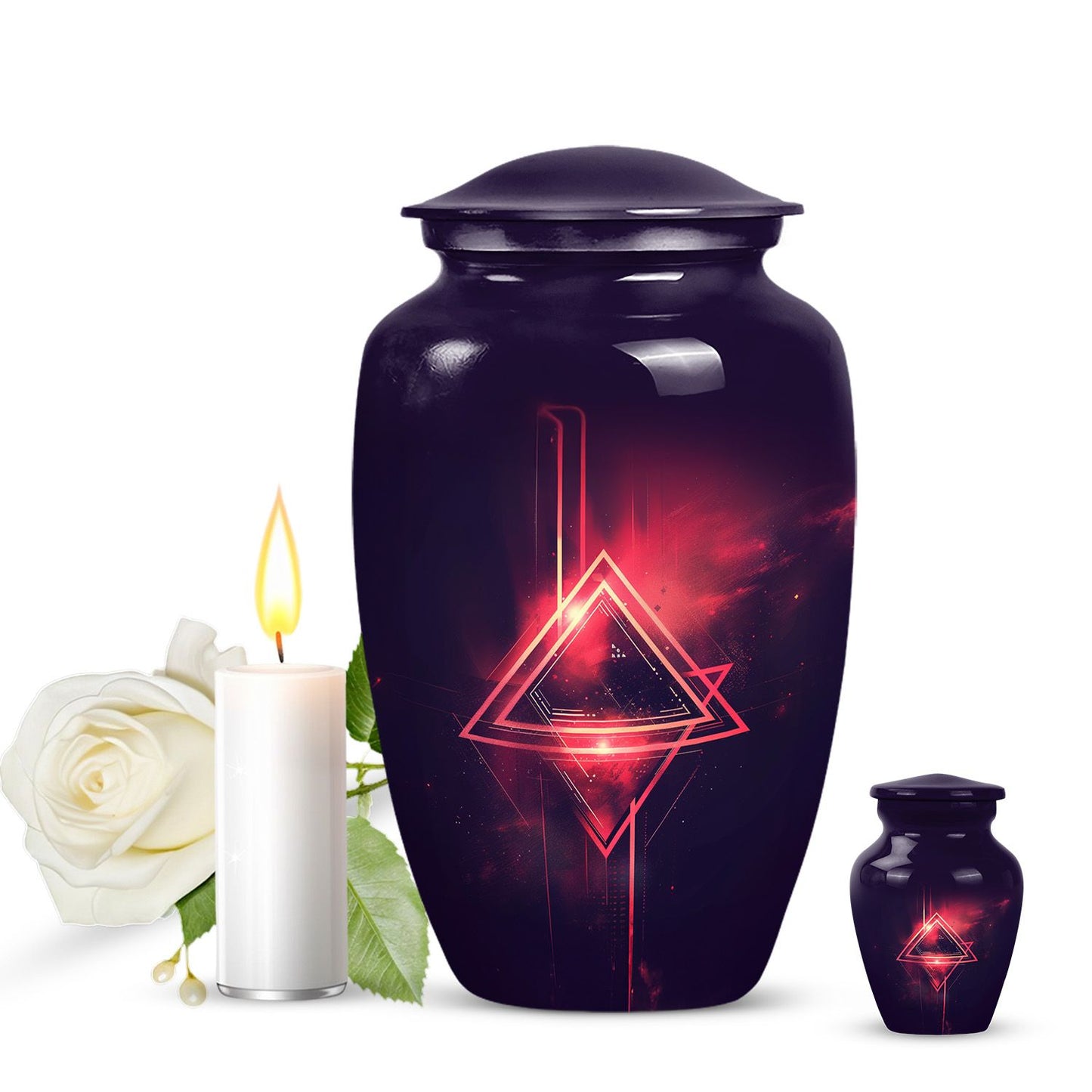 Catholic cremation urn in aluminium for men.