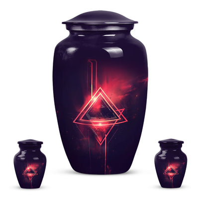 Catholic cremation urn in aluminium for men.