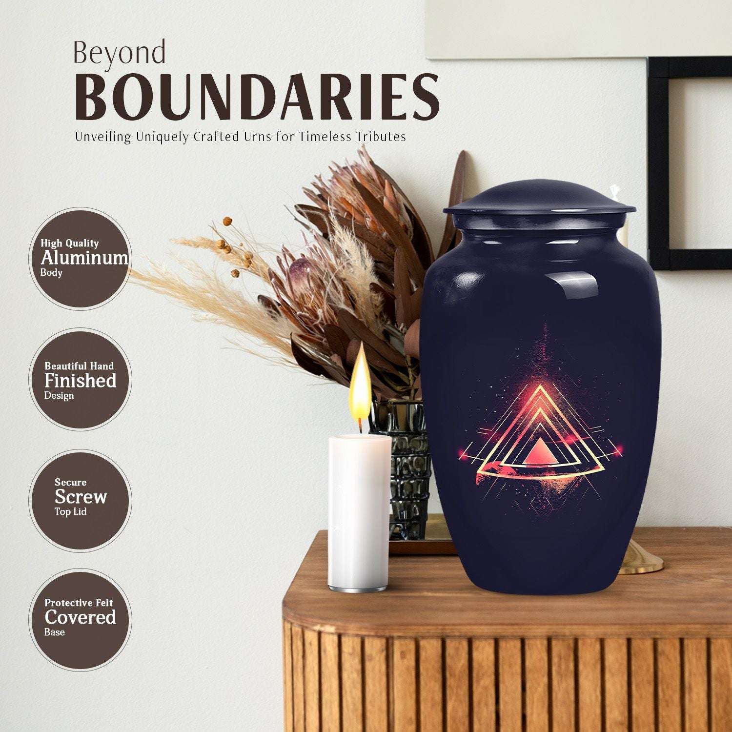 Abstract themed classic 10-inch catholic urn.