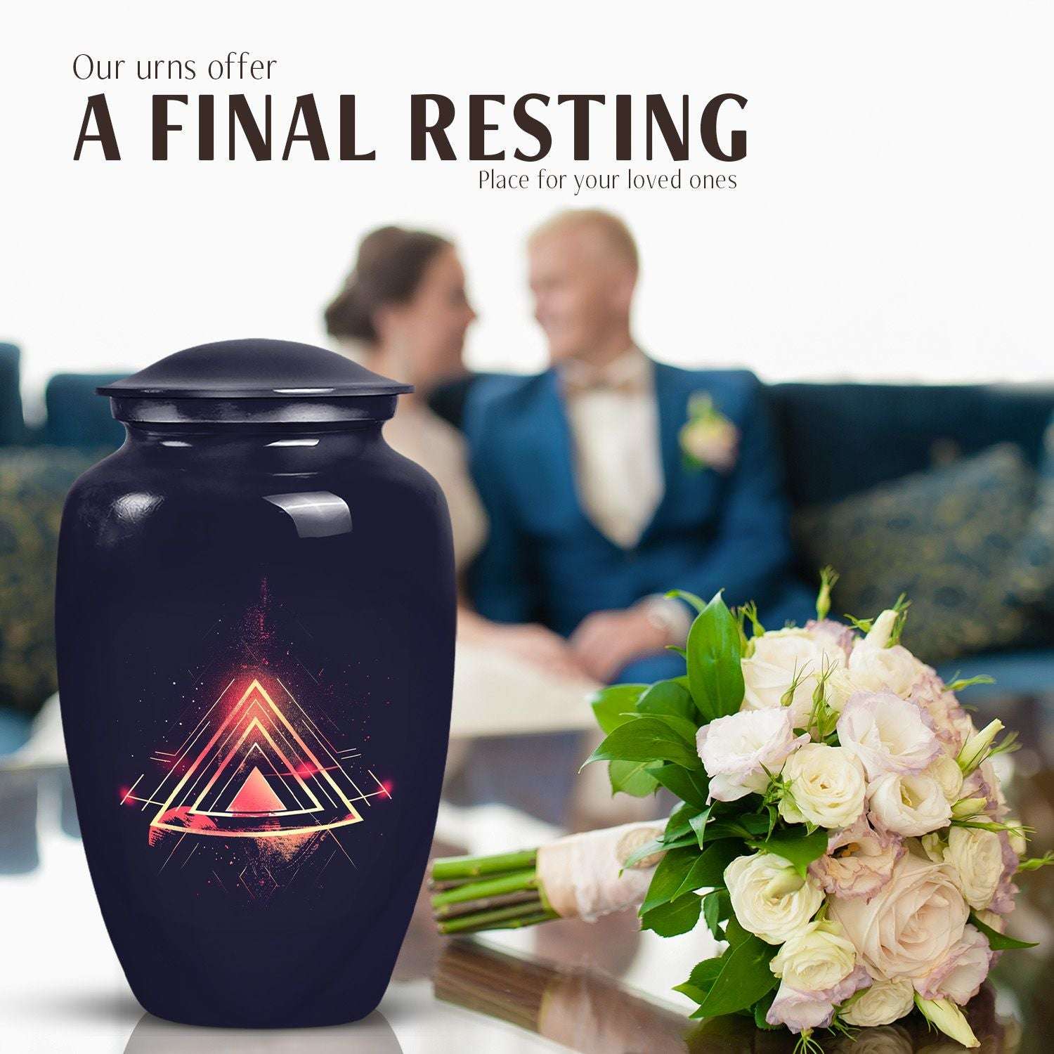 Abstract themed classic 10-inch catholic urn.