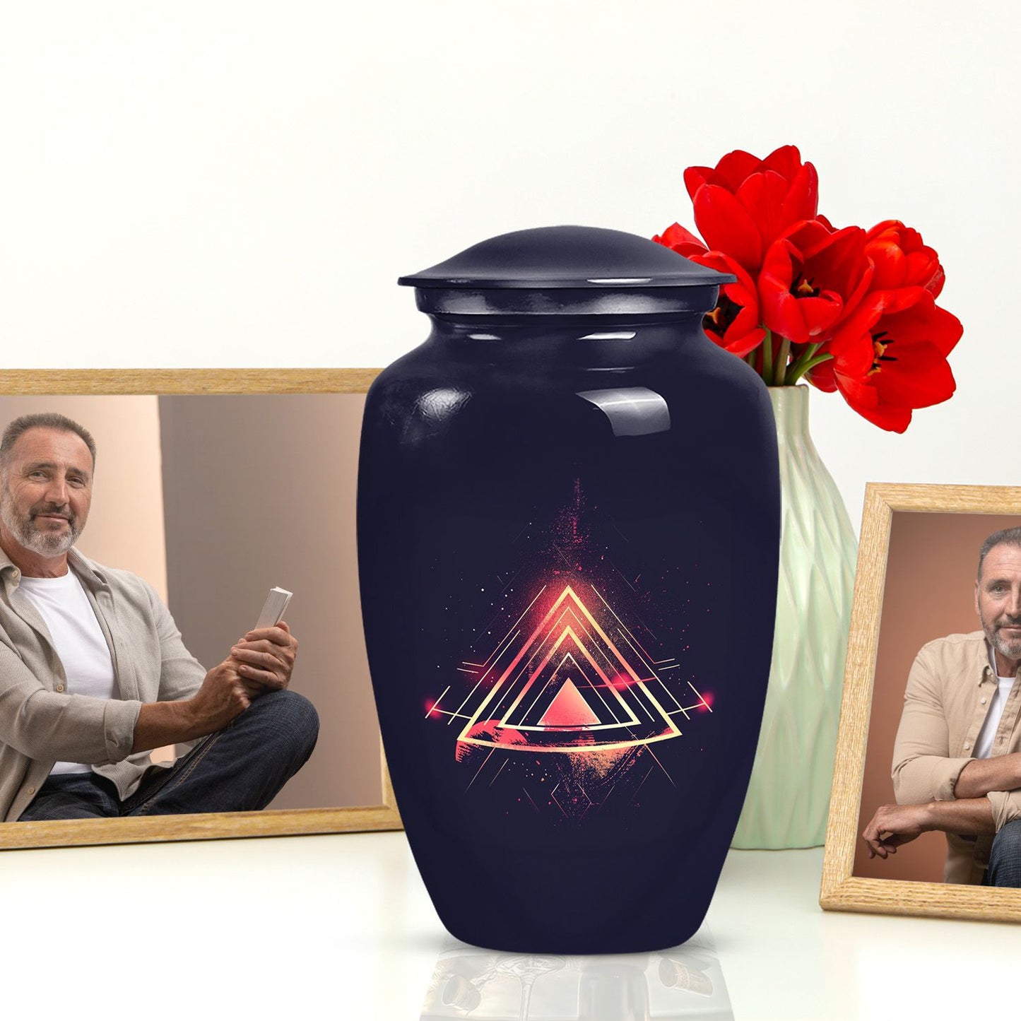 Abstract themed classic 10-inch catholic urn.