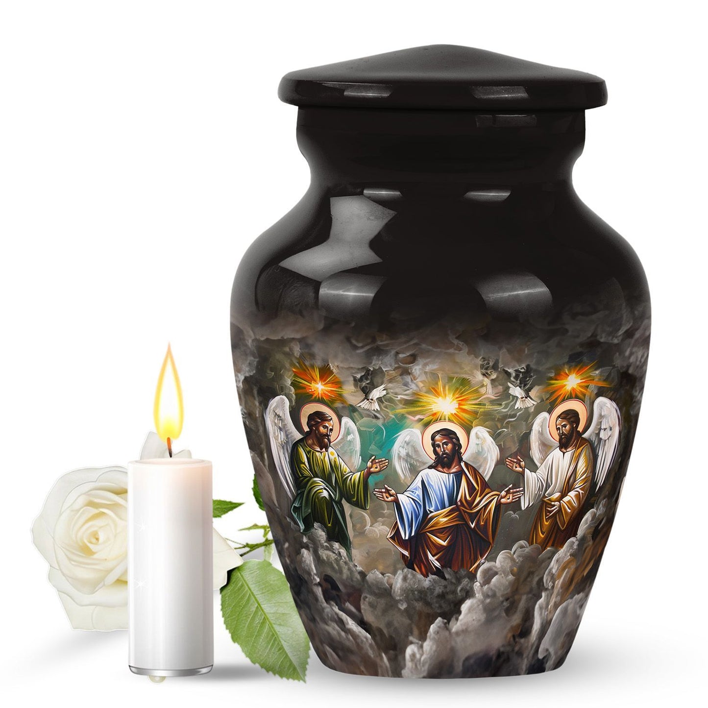 Classic 10-inch catholic urn.