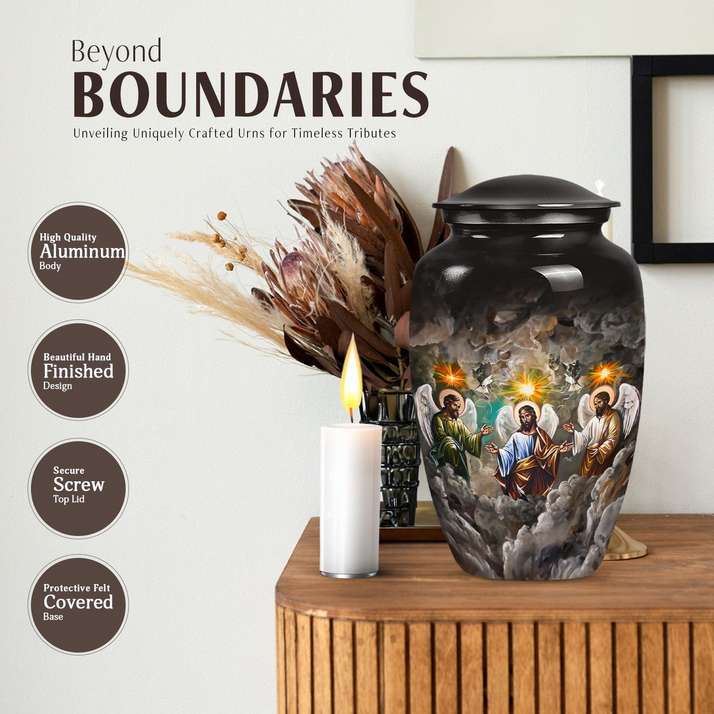 Classic 10-inch catholic urn.