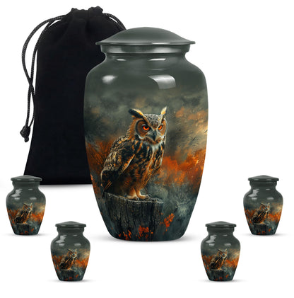 10-inch classic owl urn for men's ashes, included