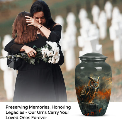 10-inch classic owl urn for men's ashes, included