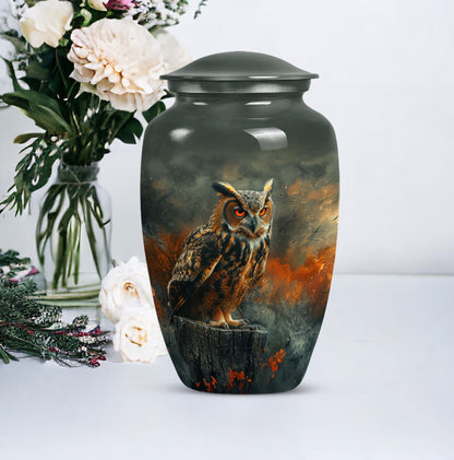 10-inch classic owl urn for men's ashes, included