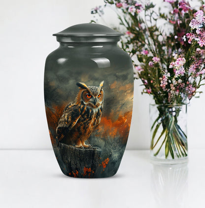 10-inch classic owl urn for men's ashes, included