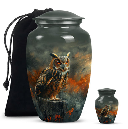 10-inch classic owl urn for men's ashes, included