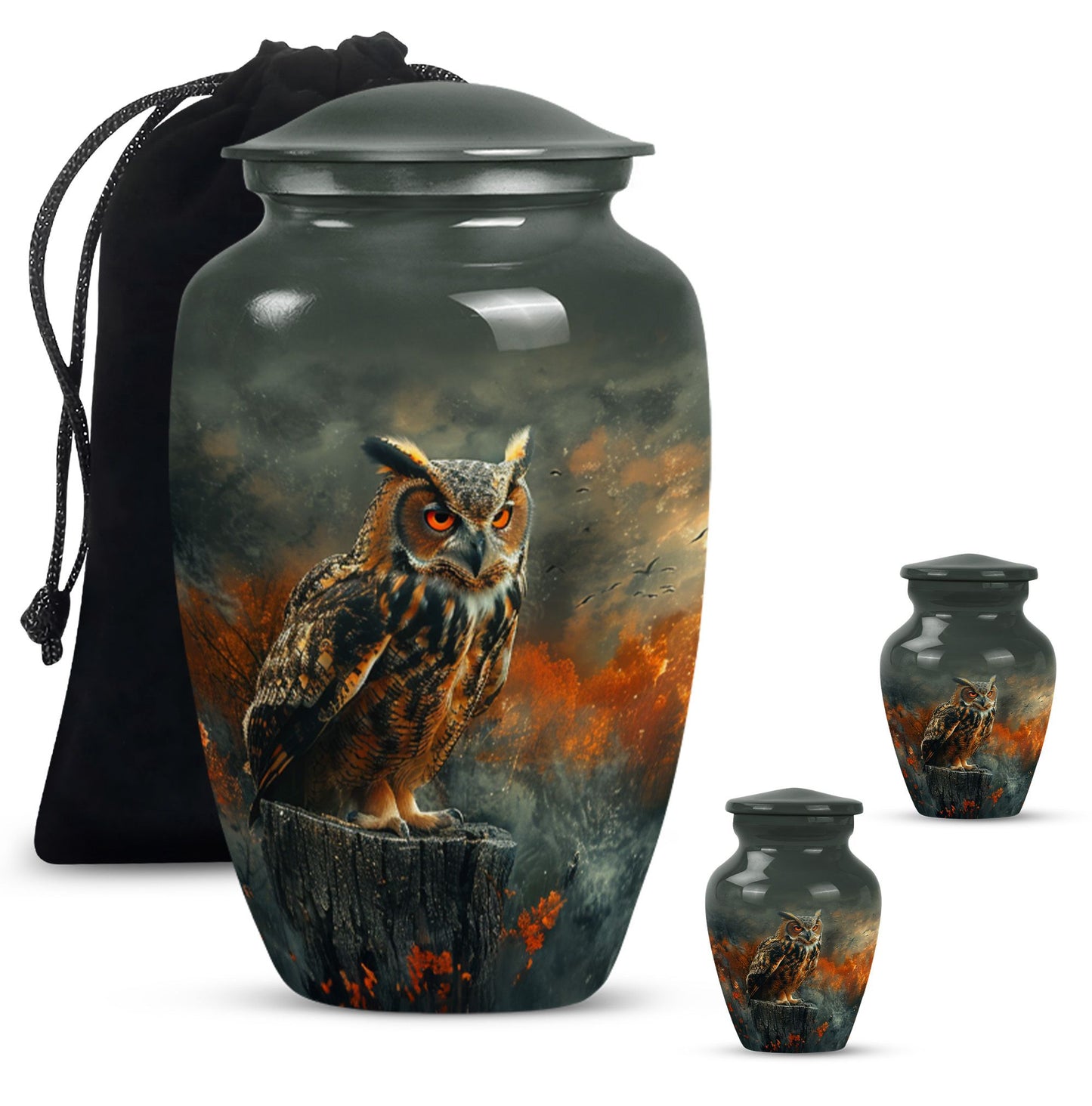 10-inch classic owl urn for men's ashes, included