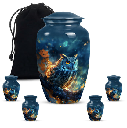 owl-designed funeral urn.