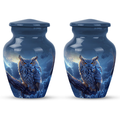 10 inch classic owl urn made of aluminium,.
