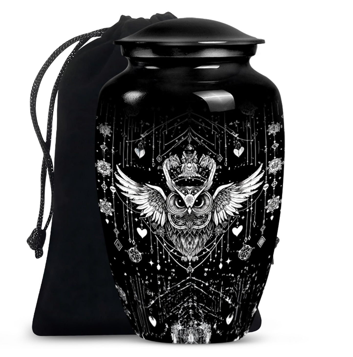 Classic 10-inch owl urn for cremation, aluminum-made 