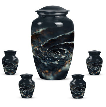 10 inch large Urn with 4 Keepsake 3 Inch Urns