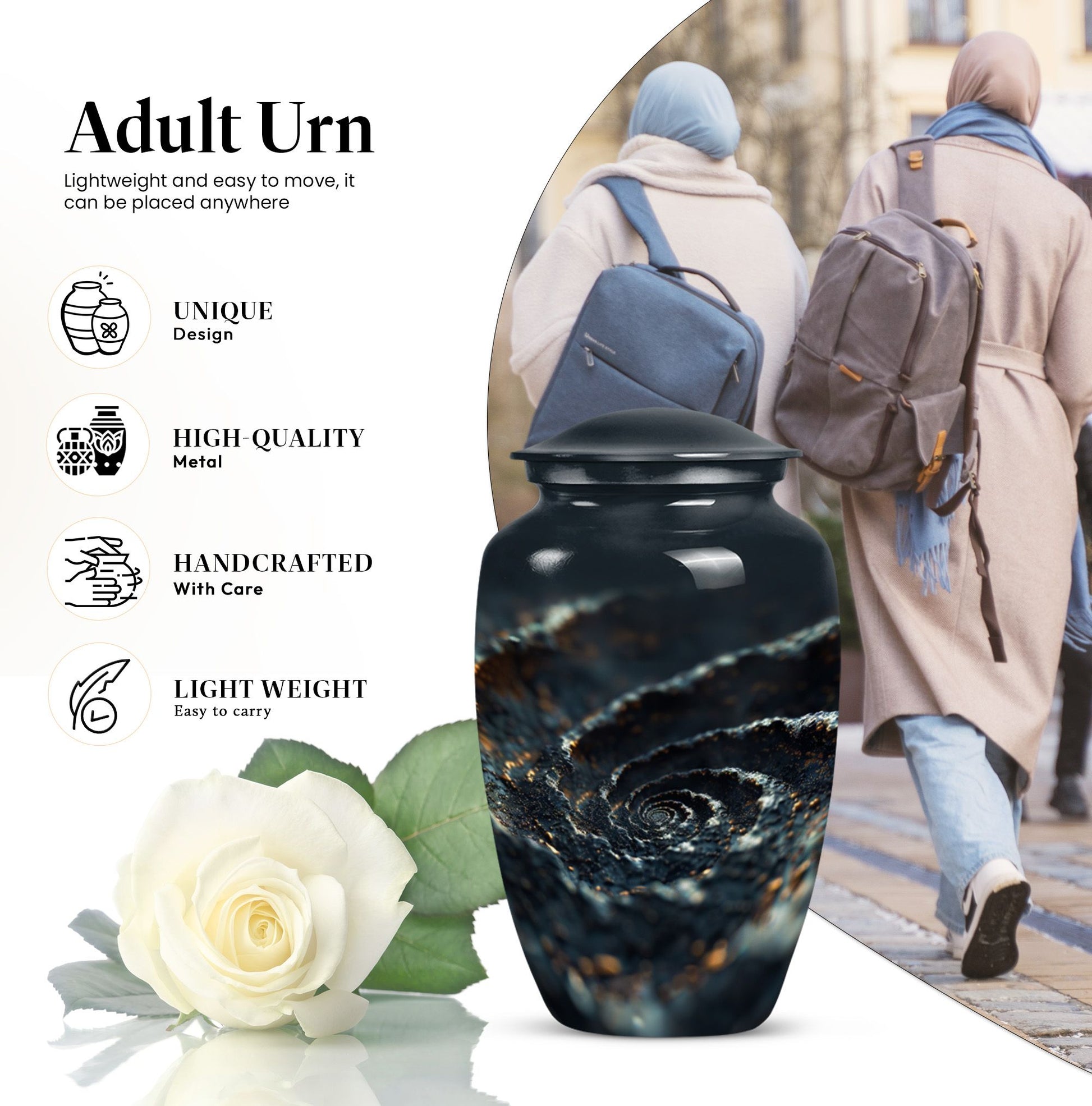 spiral urn for adult man's ashes