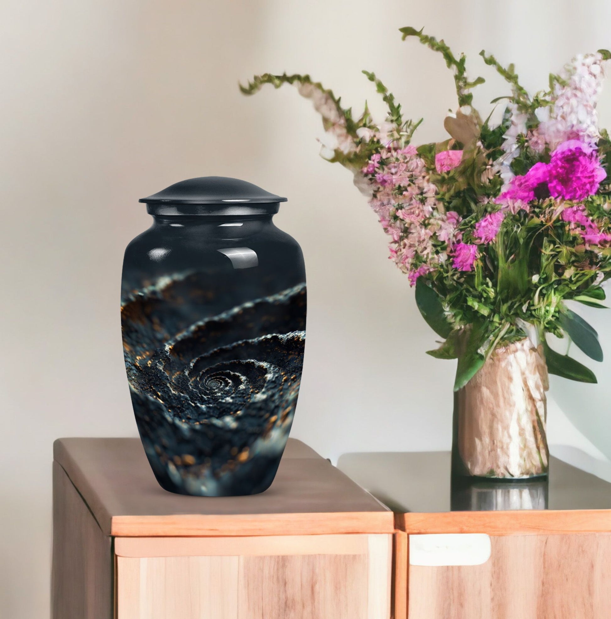 spiral urn for adult man's ashes