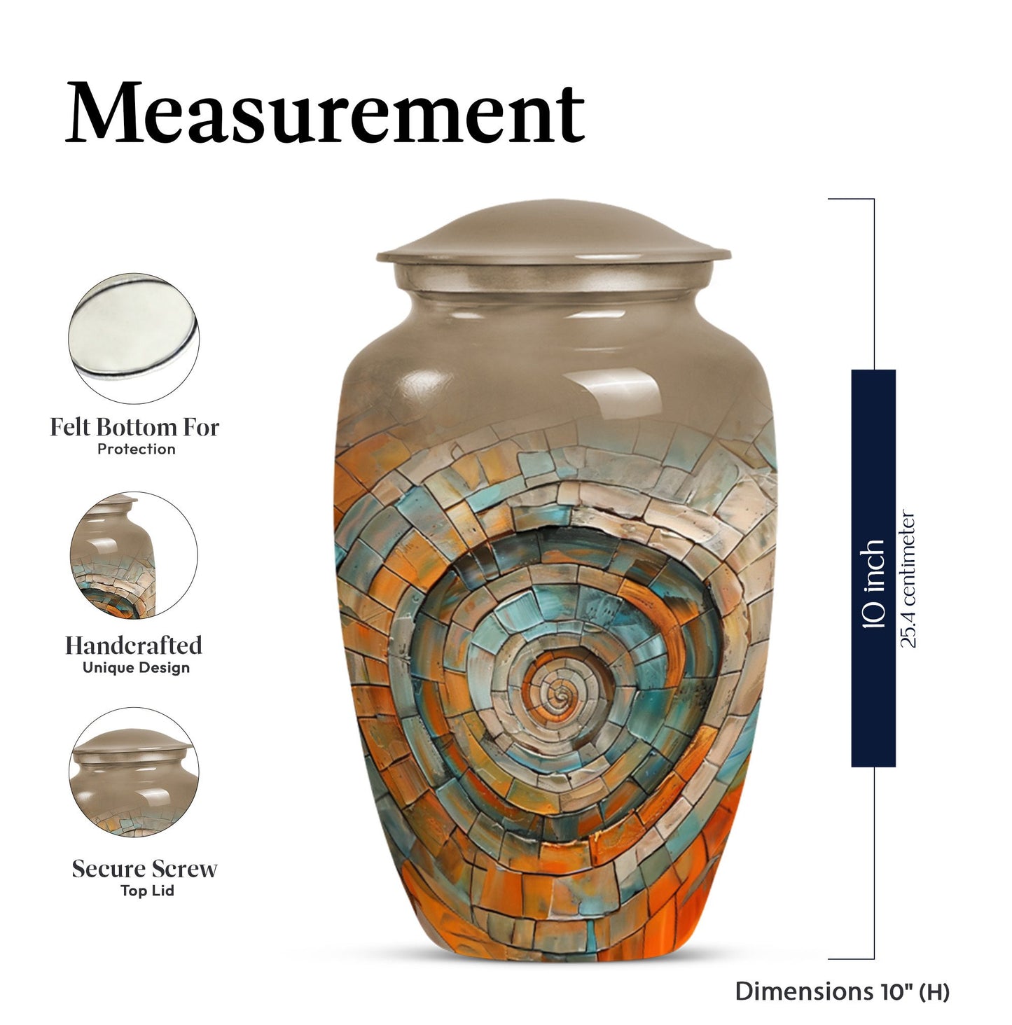 Classic 10-inch spiral urn for human 