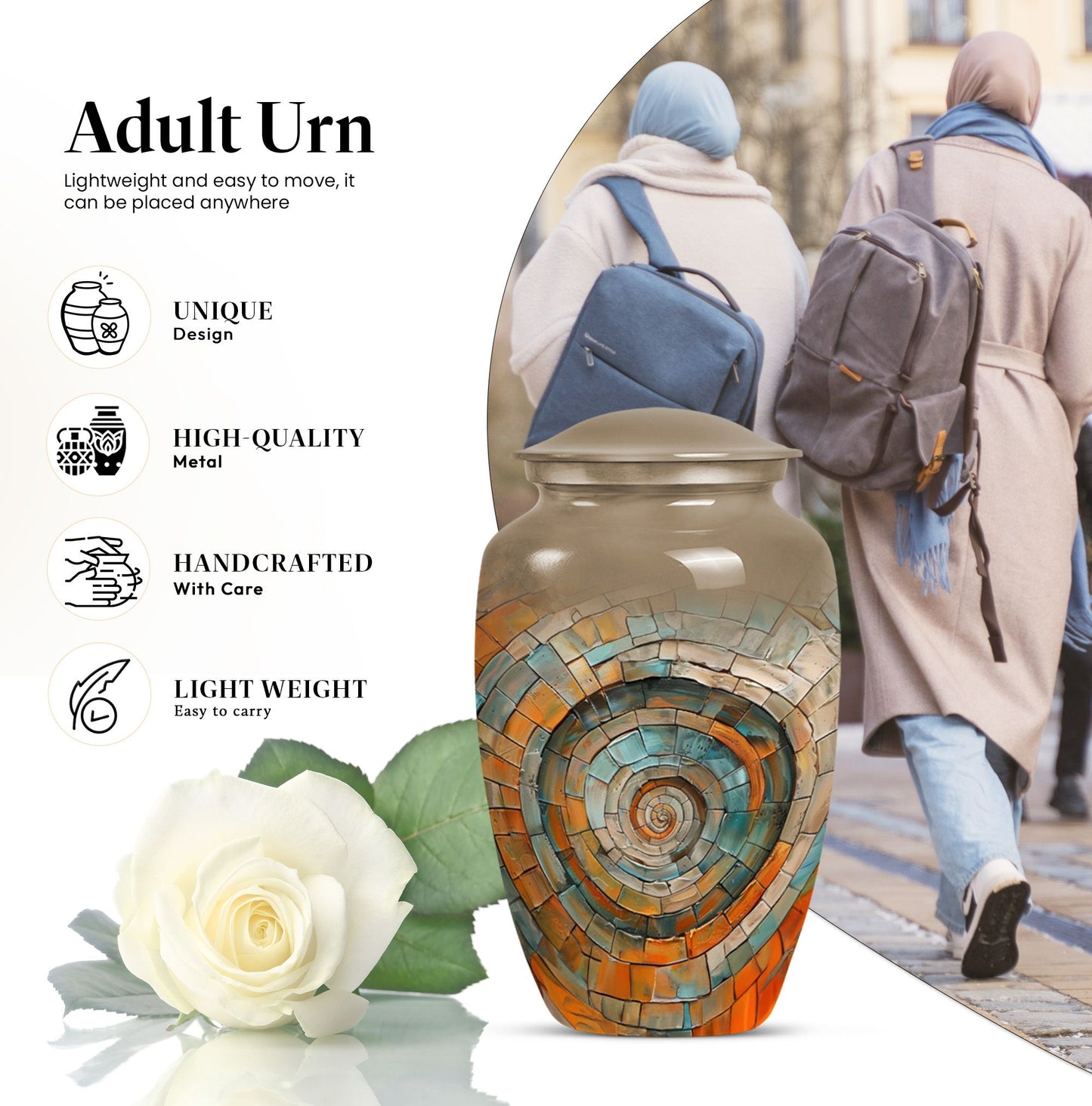 Classic 10-inch spiral urn for human 
