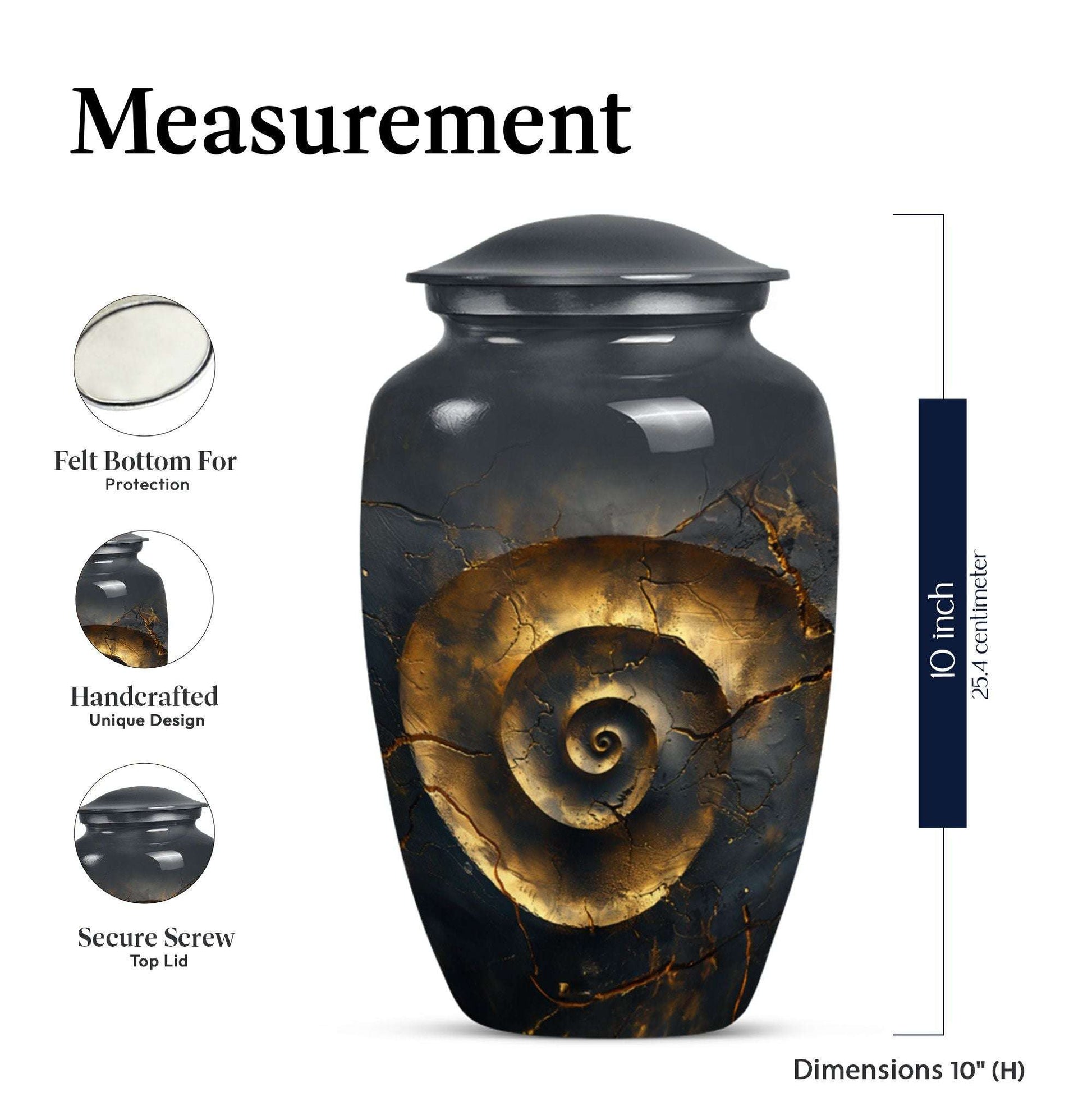 Classic 10-inch spiral urn for burial and cremation.
