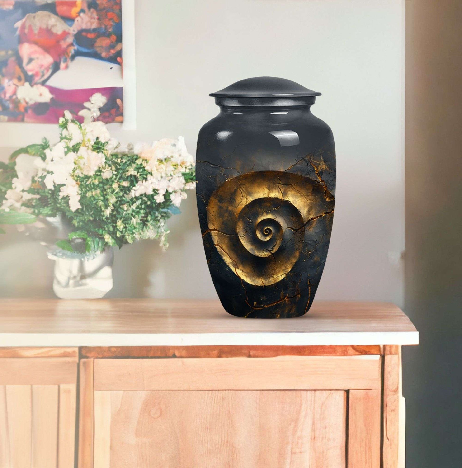 Classic 10-inch spiral urn for burial and cremation.