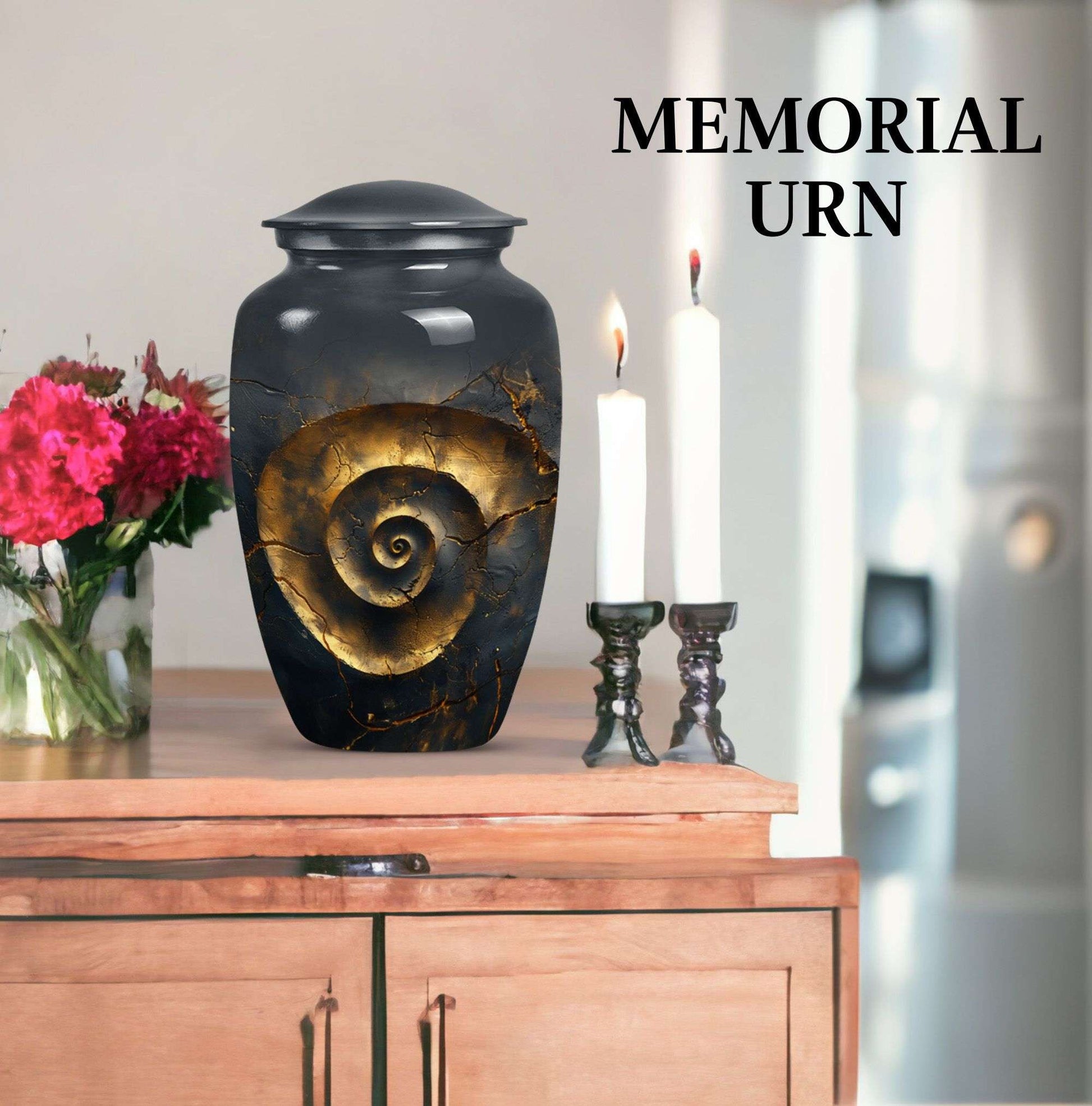 Classic 10-inch spiral urn for burial and cremation.