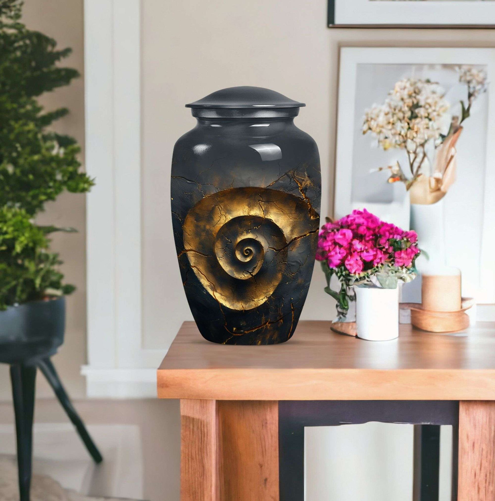Classic 10-inch spiral urn for burial and cremation.