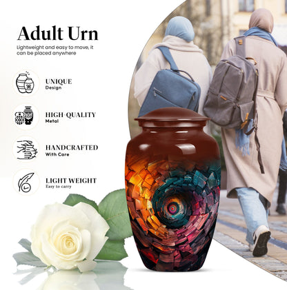 Classic spiral urn for adult human ashes, customizable 