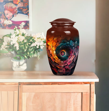 Classic spiral urn for adult human ashes, customizable 