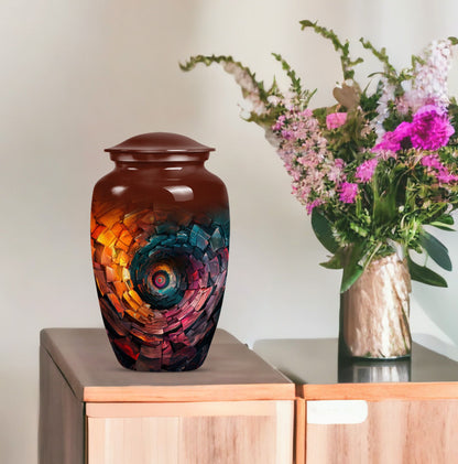 Classic spiral urn for adult human ashes, customizable 